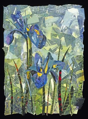 blue iris collage art