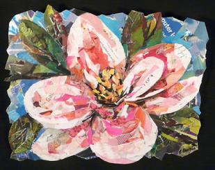 pink magnolia collage art