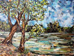 bible verse american river eileend ownes collage paintings art sacramento california